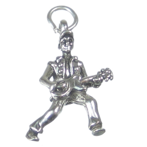 Guitar Player sterling silver charm .925 x 1 Guitarist Music charms
