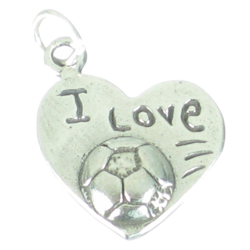 I love Football heart sterling silver charm .925 Soccer charms