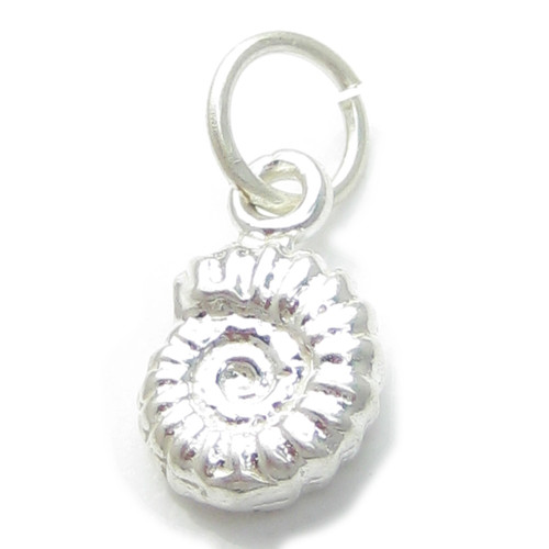 Ammonite sterling silver charm .925 x 1 Fossil shell charms Amonite shells