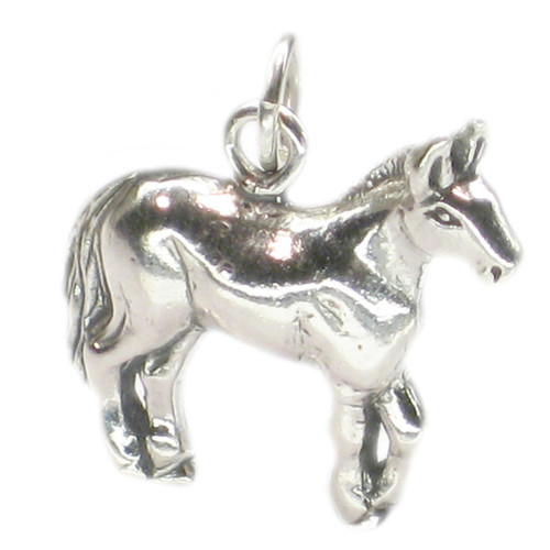 Donkey Mule 2D sterling silver charm .925 Donkeys and Mules