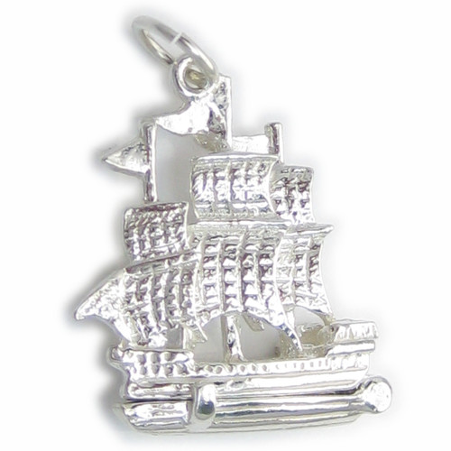 Galleon ship opening sterling silver charm .925 x 1 Boats Ships charms
