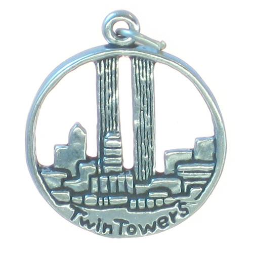 Twin Towers New York sterling silver charm pendant .925 x 1 USA charms