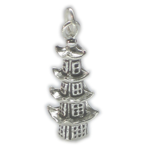 Pagoda sterling silver charm .925 x 1 Pagodas charms