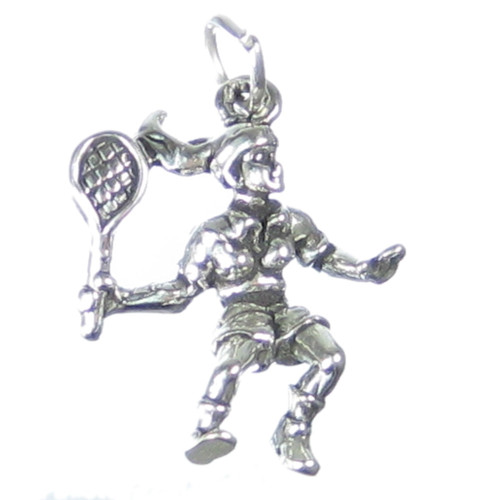 Tennis player sterling silver charm .925 x 1 Sporting Sports charms