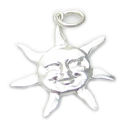 Sun sterling silver charm pendant .925 x 1 Sunshine and Weather charms
