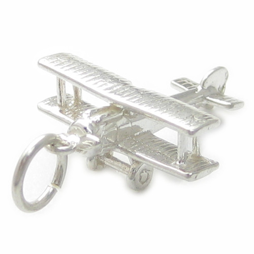 Bi Plane sterling silver charm .925 x 1 Aircraft BiPlane Planes charms
