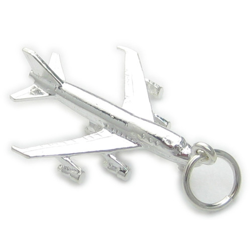Jumbo Jet aeroplane sterling silver charm .925 x1 Aircraft Airplane charms