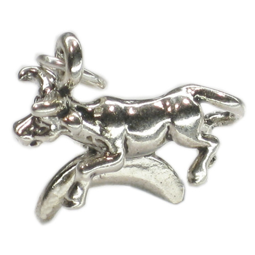 Cow Jumped Over Moon st silver charm .925 x 1 Nursery rhyme charms
