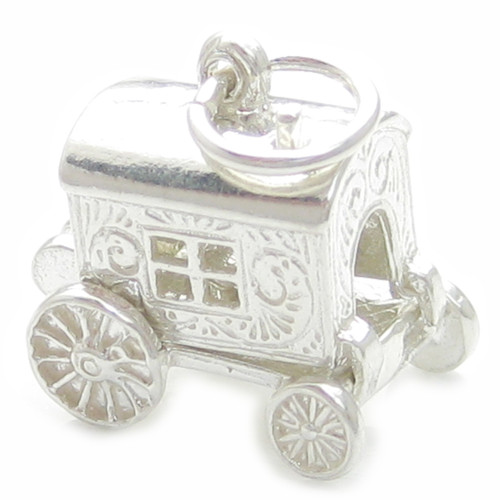 Opening Gypsy Caravan sterling silver charm .925 x 1 Gypsies charms