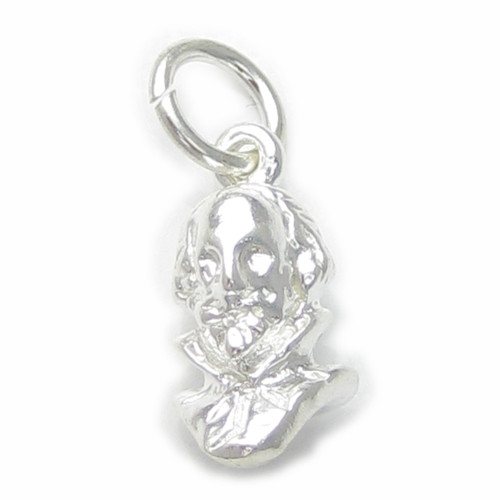 William Shakespeare small bust sterling silver charm .925 x 1 Shake Speare