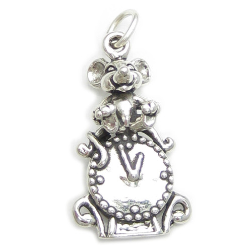 Hickory Dickory Dock sterling silver .925 x1 charm Nursery rhyme charms