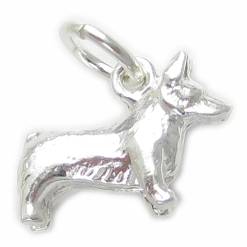 Corgi Dog sterling silver charm .925 x 1 TINY Corgis dogs charms