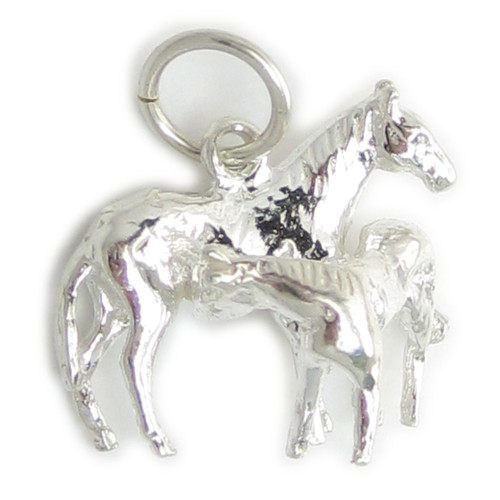 Horse and foal sterling silver charm .925 x 1 Horses Foals charms A1