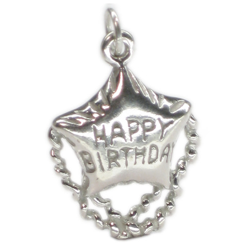 Birthday Balloon 2D sterling silver charm .925 x 1 Ballons charms