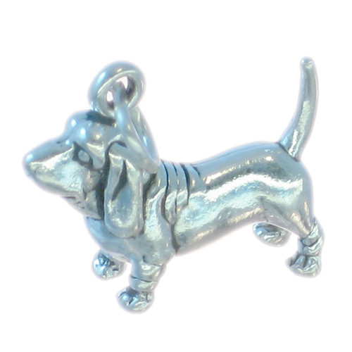 Basset hound sterling silver charm .925 x 1 Bassets Hounds Dogs charms