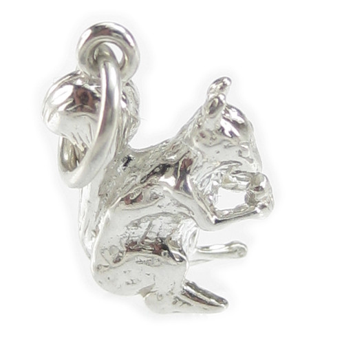 Squirrel eating tiny Acorn sterling silver charm .925 x 1 Squirrels charms