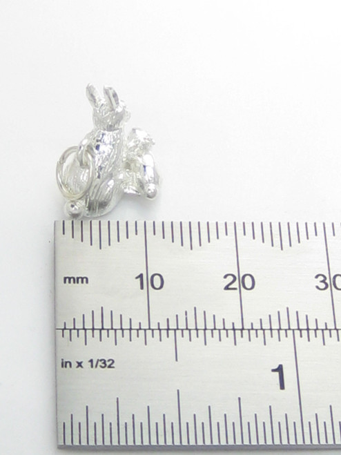 Rabbit and Baby sterling silver charm .925 Rabbits charms