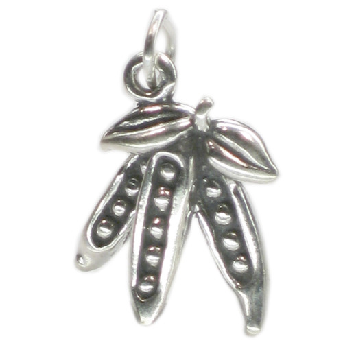 Peas in pod sterling silver charm .925 x 1 Pea and vegetable charms