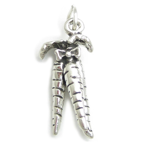 Carrots sterling silver charm .925 Carrot Vegetable charms