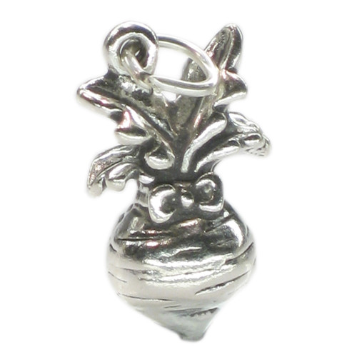 Turnip vegetable sterling silver charm .925 x 1 Vegetables charms