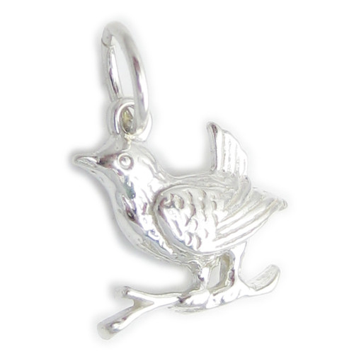 Bird on a branch sterling silver charm .925 Birds charms