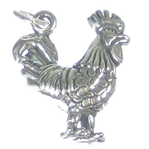 Cockerel sterling silver charm .925 x 1 Cock Chicken Rooster charms
