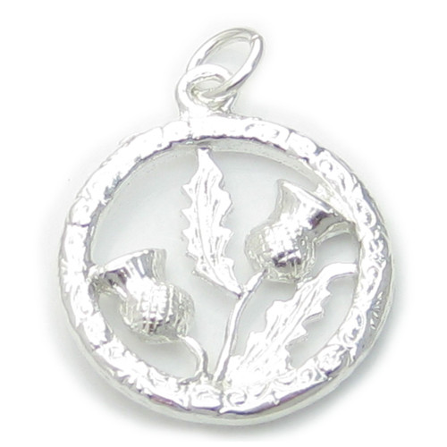 Thistle sterling silver charm pendant .925 Thistles and Scottish charms