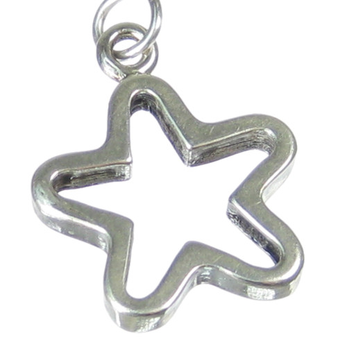Open Star sterling silver charm .925 Stars charms