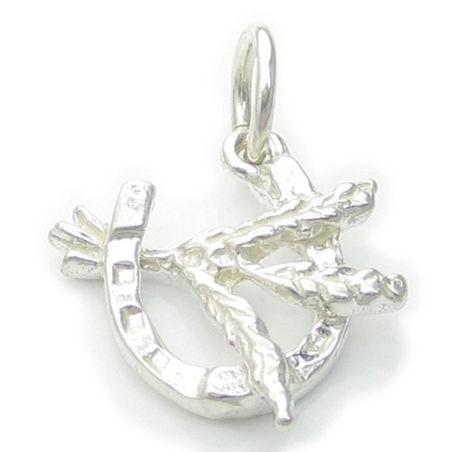 Lucky Heather in Horseshoe sterling silver charm .925 x 1 Luck charms