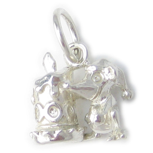 Mouse with Christmas candle sterling silver charm .925 Xmas charms