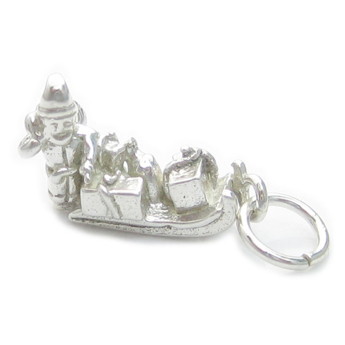 Santa on his sleigh sterling silver charm .925 x 1 Christmas charms