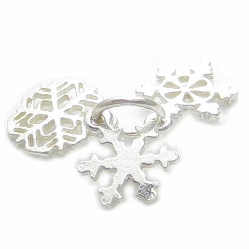 Snowflakes sterling silver charm .925 x 1 Christmas Winter charms
