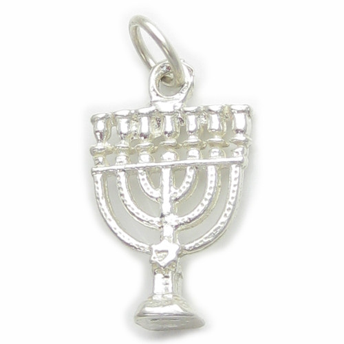 Menorah sterling silver charm .925 x 1 Jewish candlestick charms