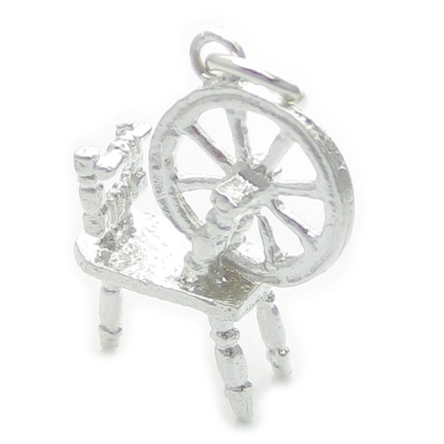 Spinning wheel sterling silver charm .925 x 1 Sewing charms