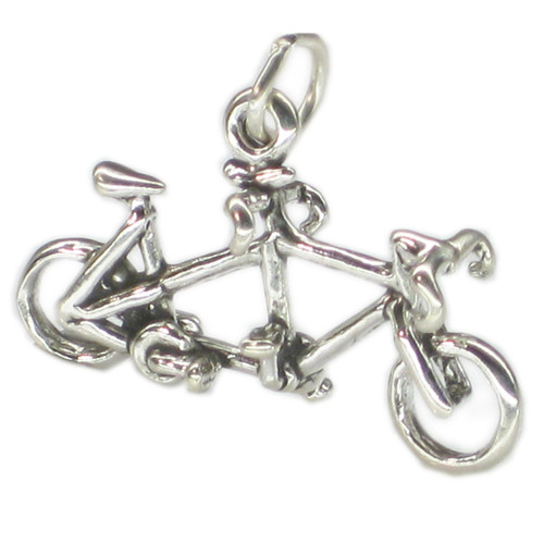 Tandem Bicycle sterling silver charm .925 x 1 Bikes charms