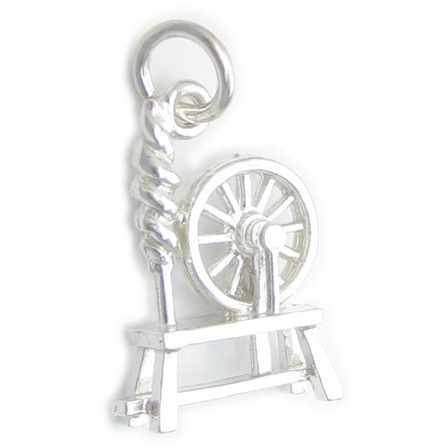 Spinning wheel sterling silver charm .925 x 1 Sewing charms A
