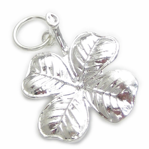 Four Leafed clover sterling silver charm .925 x 1 4 Leaf lucky clovers