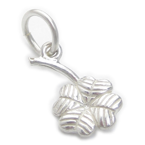 4 leaf lucky clover TINY sterling silver charm .925 x 1 Luck charms