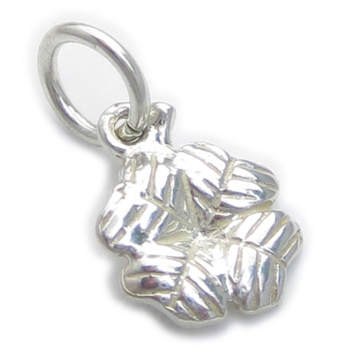 TINY 4 leaf clover sterling silver charm .925 Clovers Leaves charms