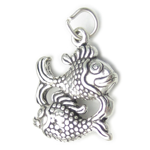 Fish sterling silver charm pendant .925 Fishes Pisces zodiacs charms