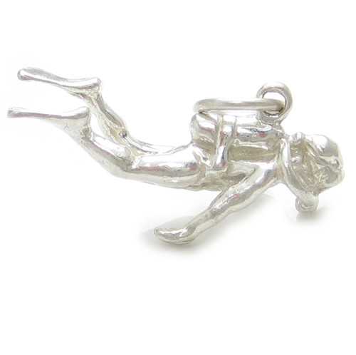Scuba Diver sterling silver charm .925 x 1 Sea Diving Sub Aqua charms
