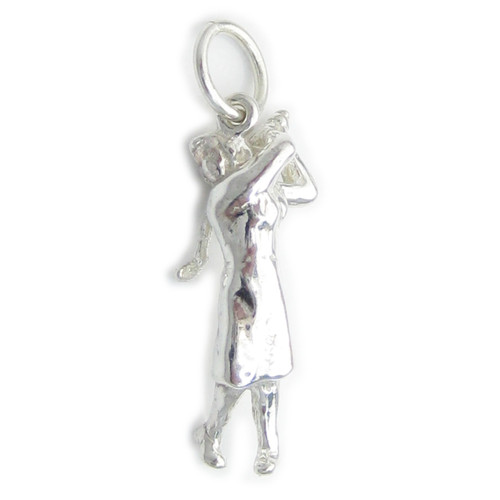 Lady Golfer sterling silver charm .925 x 1 Ladies Golfing charms