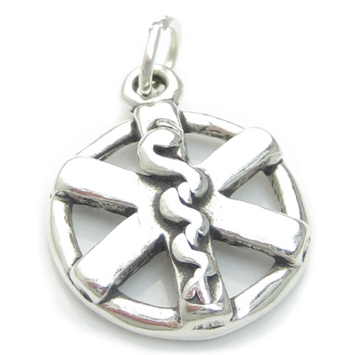Medical Symbol sterling silver charm .925 x 1 Medicine charms