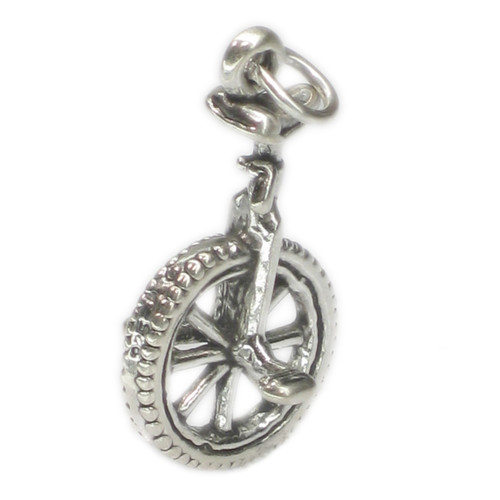 Unicycle sterling silver charm .925 Uni Cycle One Wheel cycle