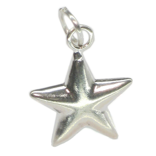 Star 2D sterling silver charm .925 x 1 stars charms