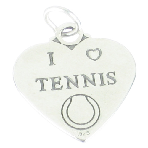 I Love Tennis heart sterling silver charm .925 x 1 Sport Sports charms
