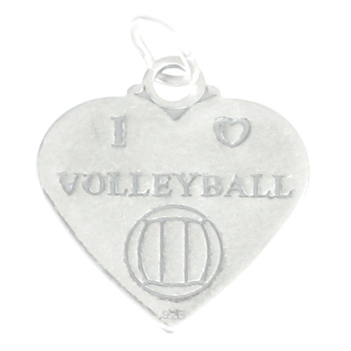 I Love Volleyball heart sterlng silver charm .925 x1 Volley Ball charms