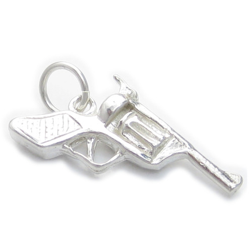 Revolver hand gun sterling silver charm .925 x 1 Guns charms