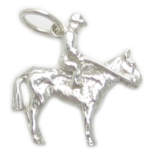 Jockey on horse sterling silver charm .925 x 1 Racing charms A1