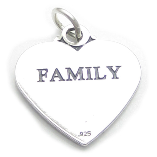 Family Heart sterling silver charm .925 Love Caring charms